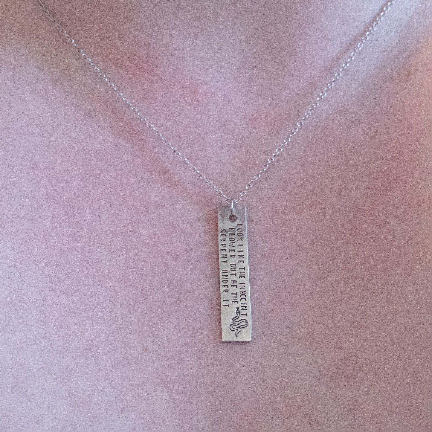 "Look like the innocent flower but be the serpent under it."- Lady Macbeth Quote Necklace