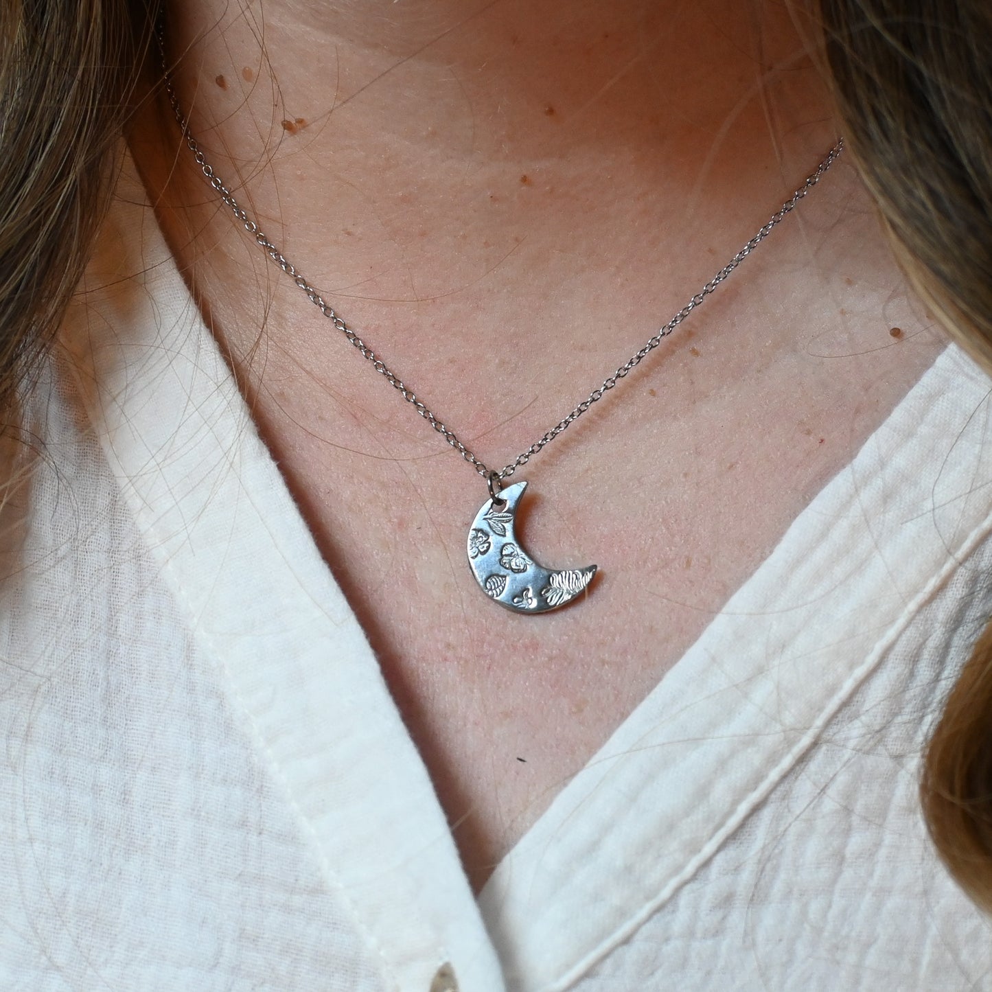 Floral Moon and Star Necklace