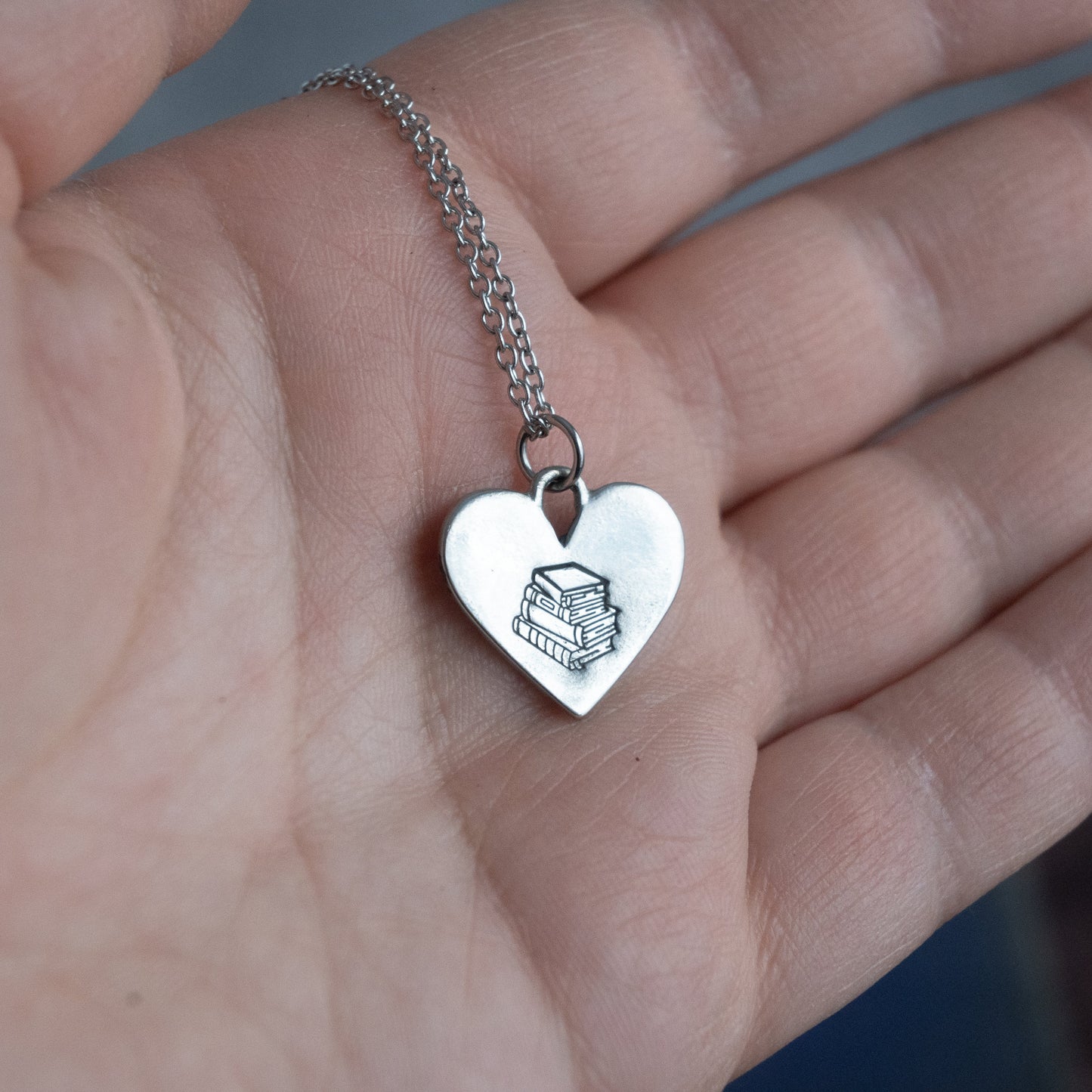 Books on Heart Necklace