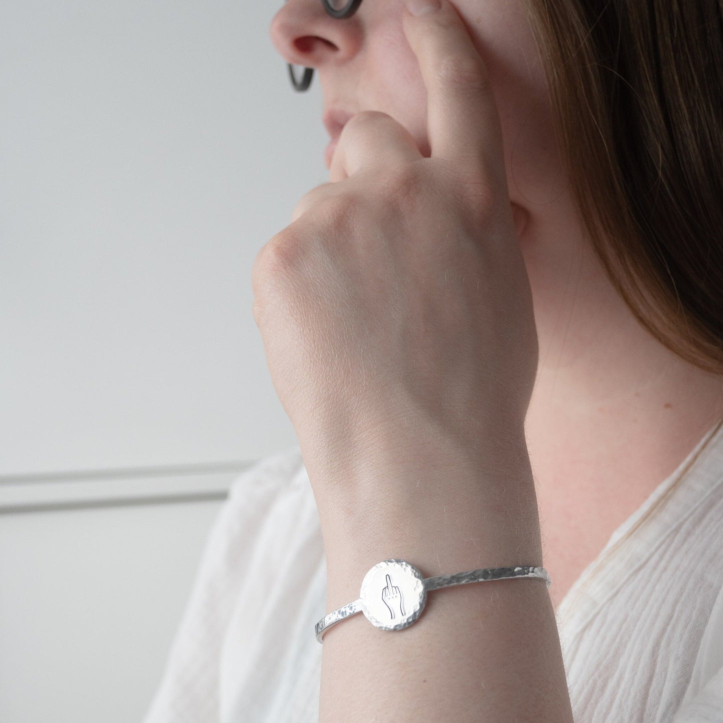 Middle Finger Bracelet, Swear Word Jewelry, Curse Word Jewelry, Funny Gifts for Best Friends, Coworker Leaving Gift for Women, Minimalist