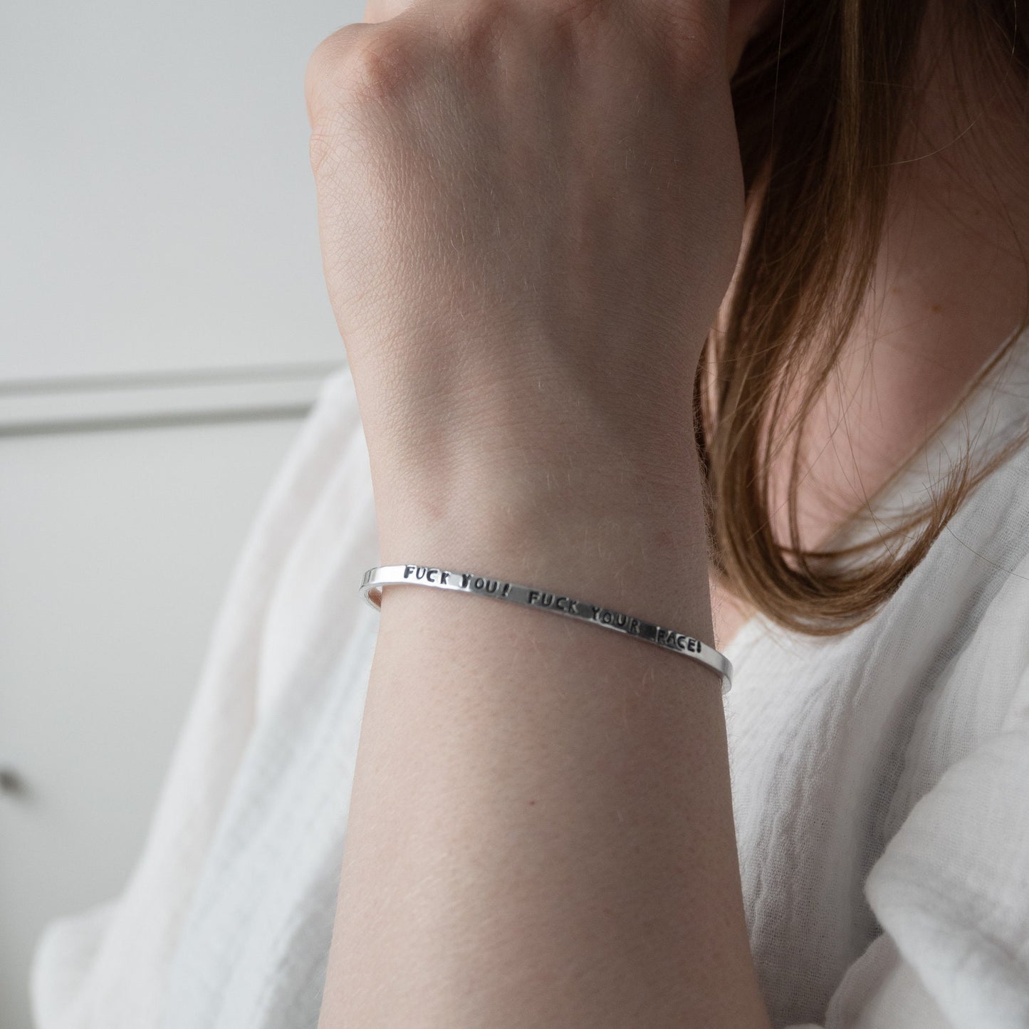 Fuck You Bracelet, Swear Word Jewelry, Curse Word Jewelry, Sassy Gifts, Thin Cuff Bracelet, Funny Gifts for Best Friends, Minimalist Style
