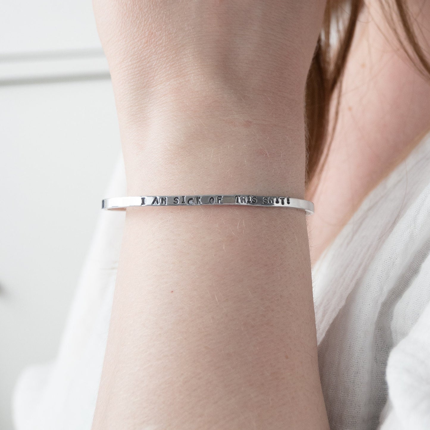 I Am Sick Of This Shit Bracelet, Swear Word Gifts, Curse Word Jewelry, Sassy Gifts, Thin Cuff Bracelet, Funny Gifts for Best Friends