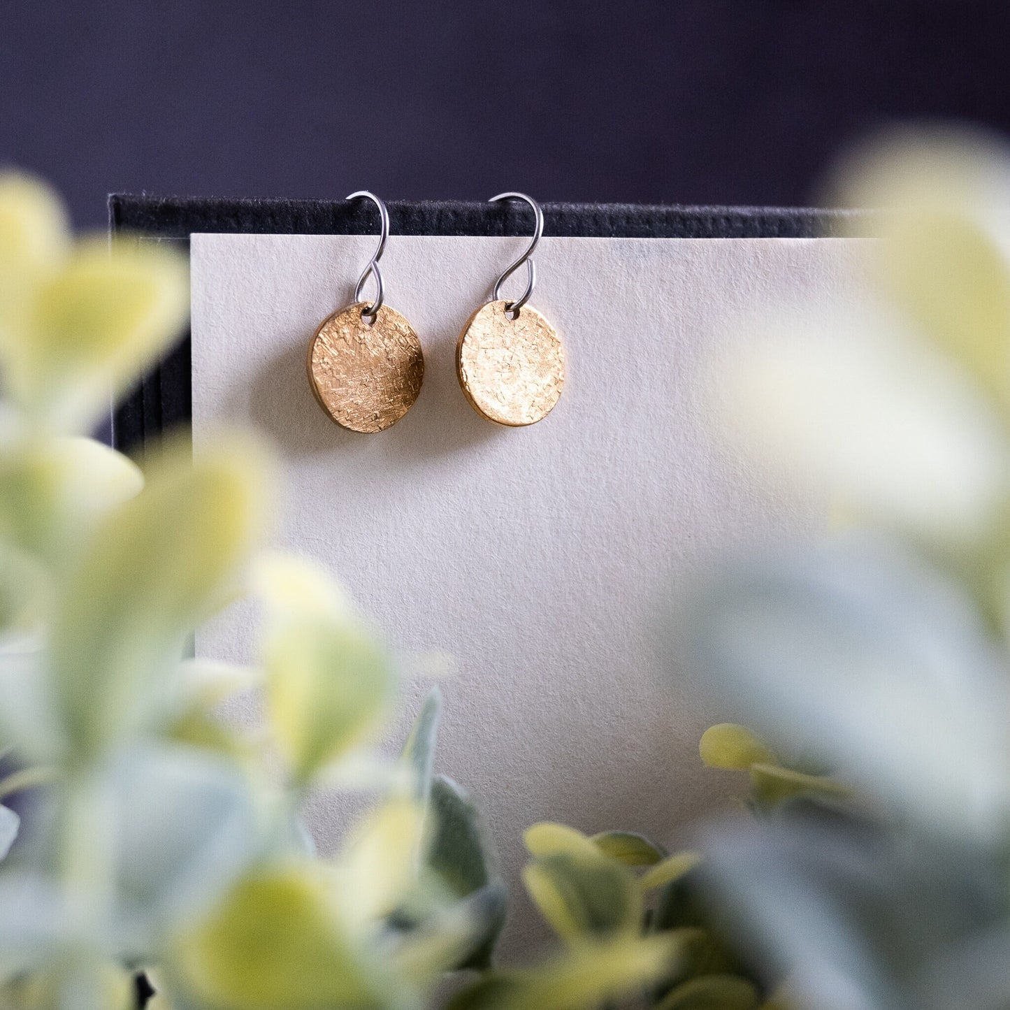 Silk Textured Brass Earrings