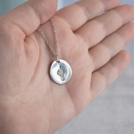 Skeleton Middle Finger Necklace