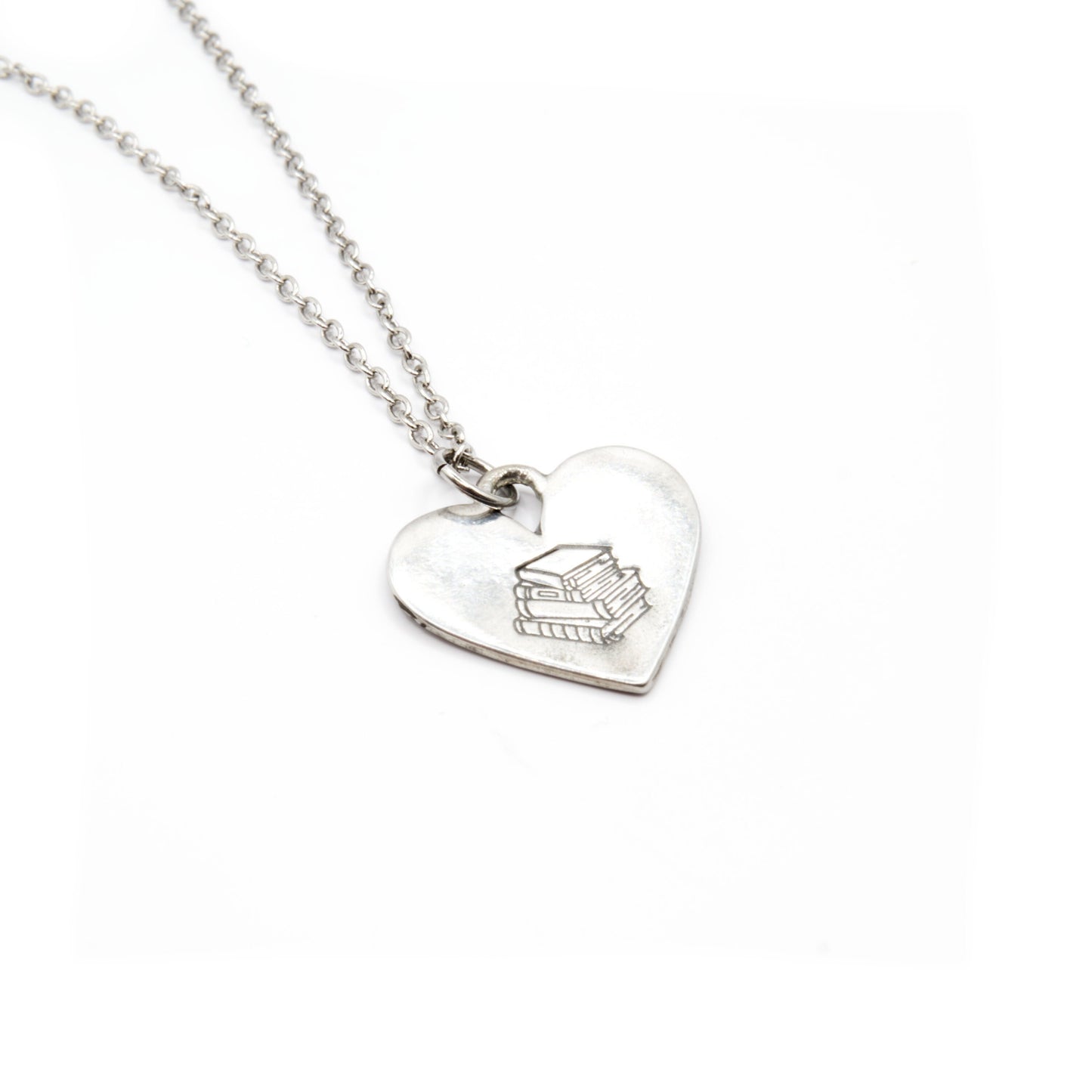 Books on Heart Necklace