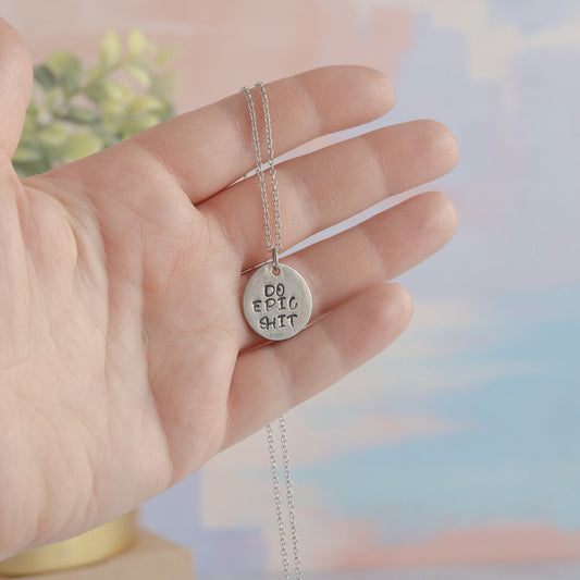 Do Epic Shit Necklace, Inspirational Necklace, Coworker Leaving Gift for Women, Funny Gifts for Best Friends, Minimalist Jewelry for Women