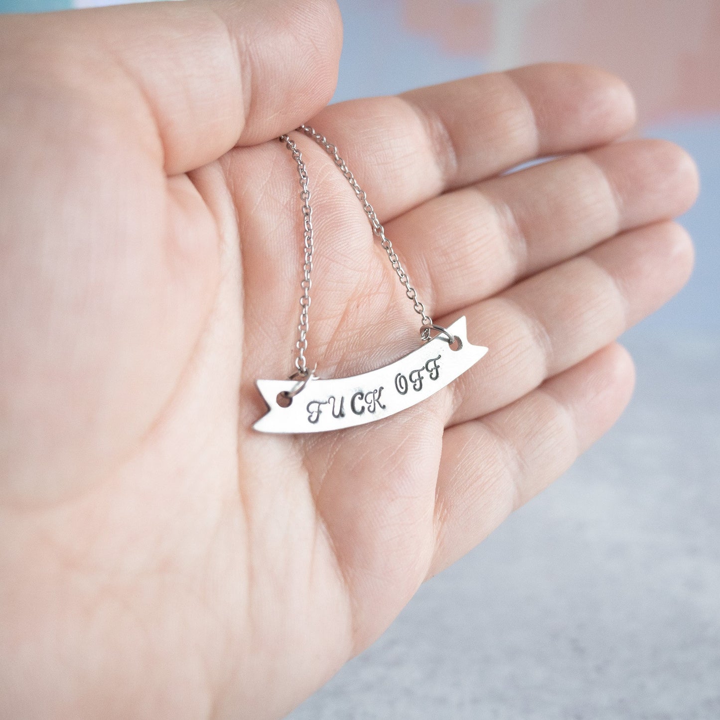 Fuck Off Bar Necklace