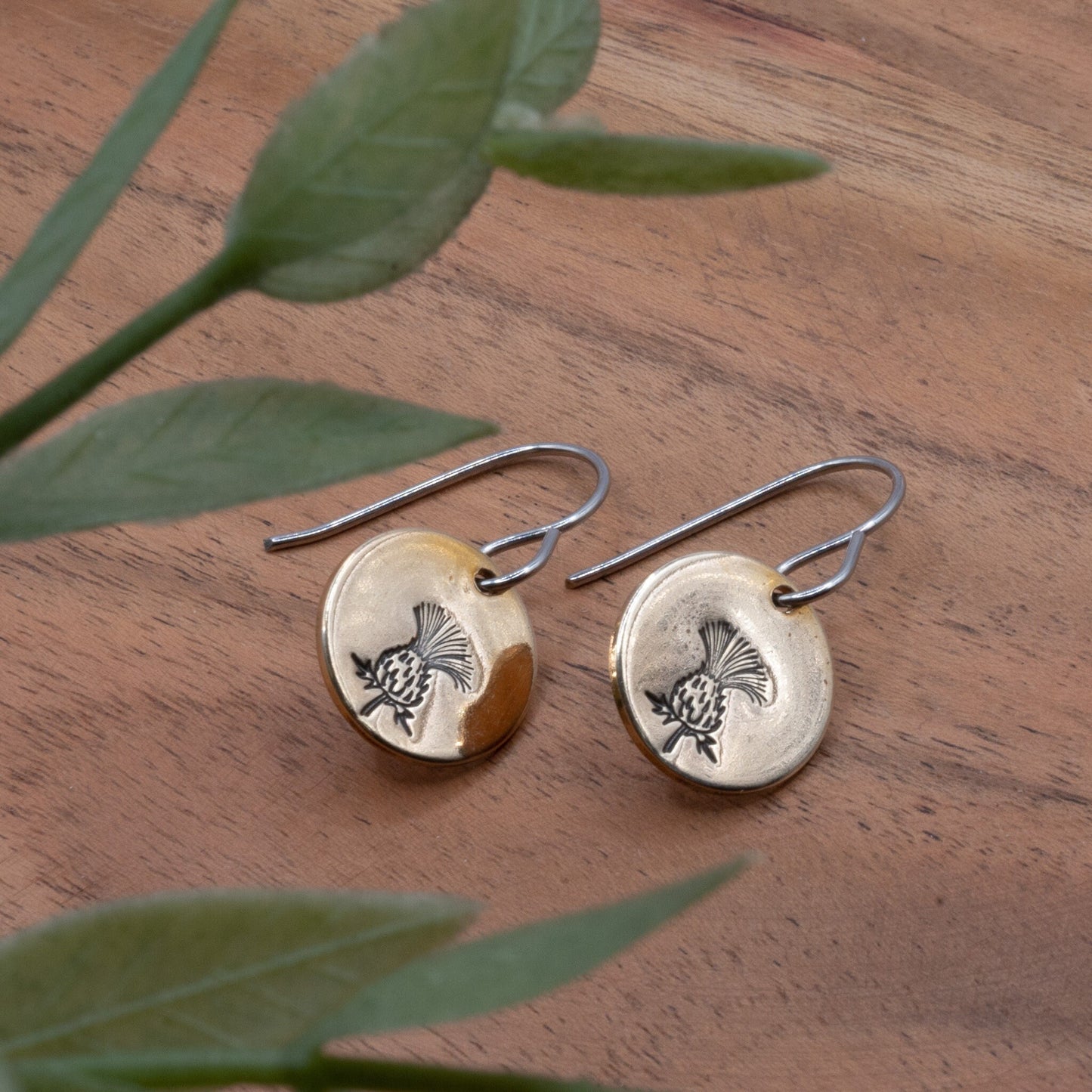 Brass Thistle Earrings