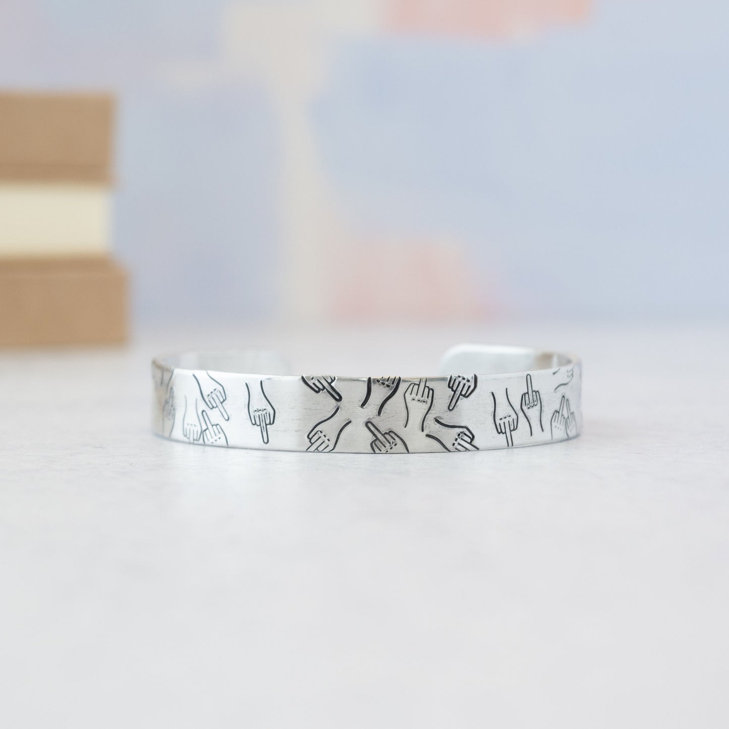 Middle Finger Pattern Bracelet, Middle Finger Gift, Swear Word Bracelets, Sassy Gift for Coworker Leaving, Minimalist Jewelry for Women