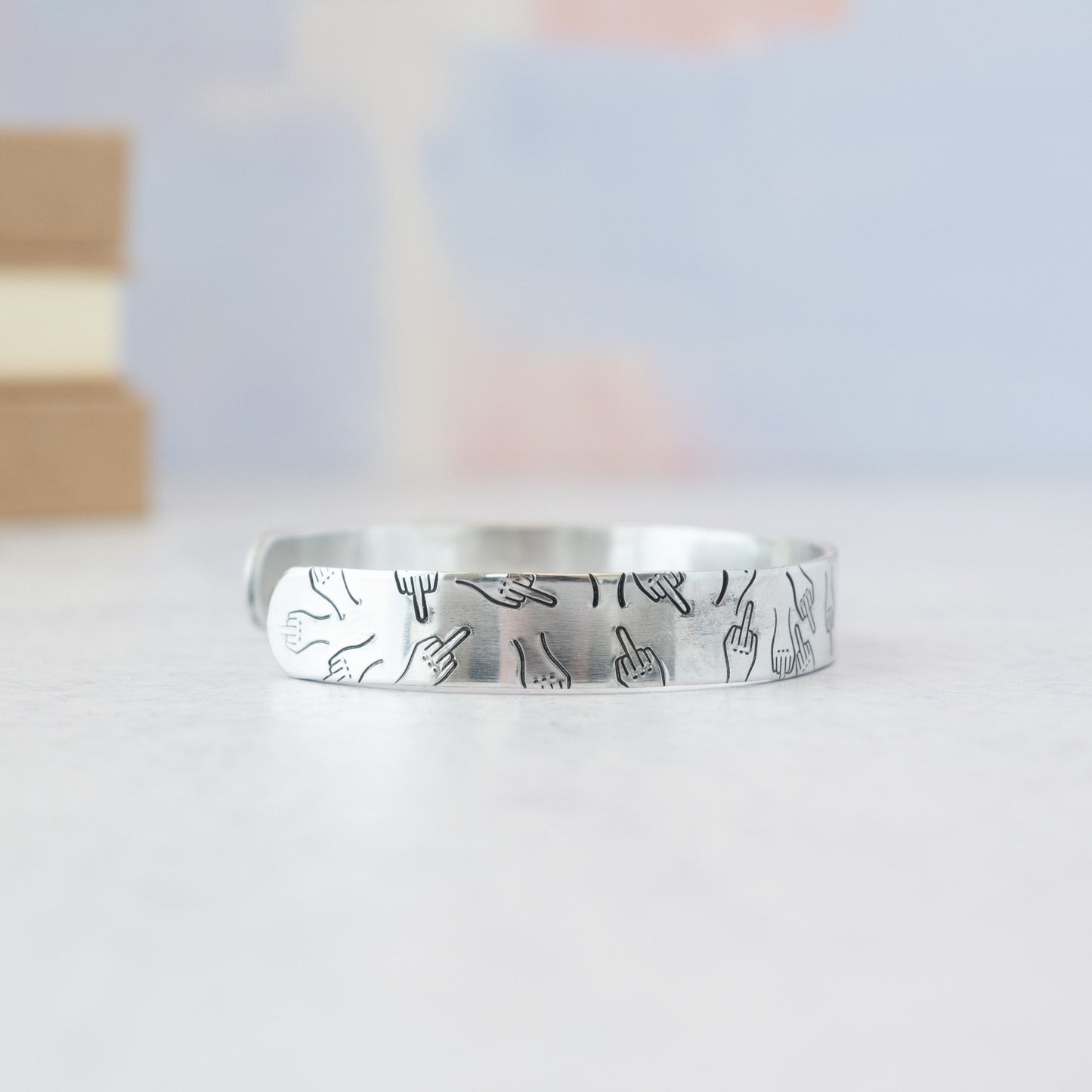Middle Finger Pattern Bracelet, Middle Finger Gift, Swear Word Bracelets, Sassy Gift for Coworker Leaving, Minimalist Jewelry for Women