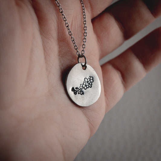 Birth Flower Necklace in Pewter