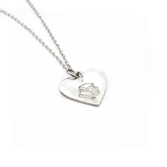 Books on Heart Necklace
